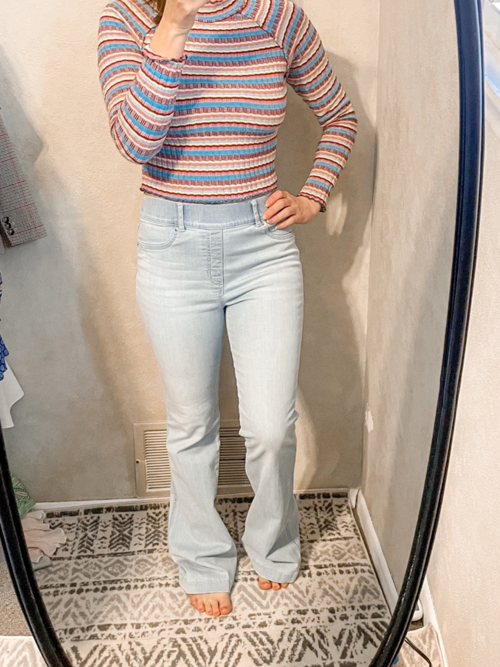 Spanx Light Wash High Rise Flare Jeans